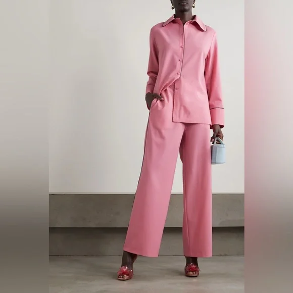 SET SLEEPER Off The Duty piped crepe pajama shirt and pants
